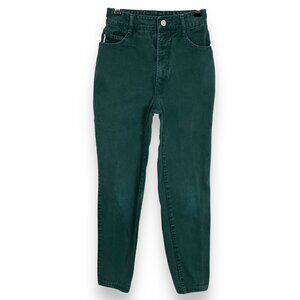 Vintage Bongo Jeans Green Juniors Size 3 Tapered Leg Retro 90s Ankh‎ Peace Love